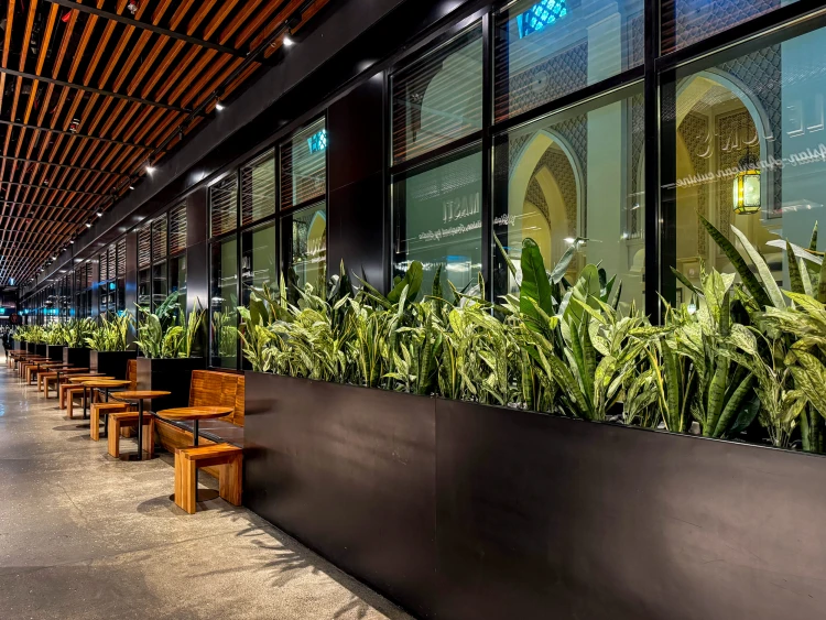 flame retardant artificial plants in shopping center